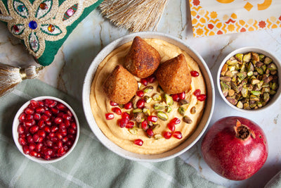 Sweet Potato Hummus and Afia Kibbeh