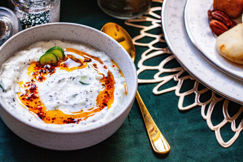 Mediterranean Mint Yogurt Dip with Spicy Aleppo Pepper Oil