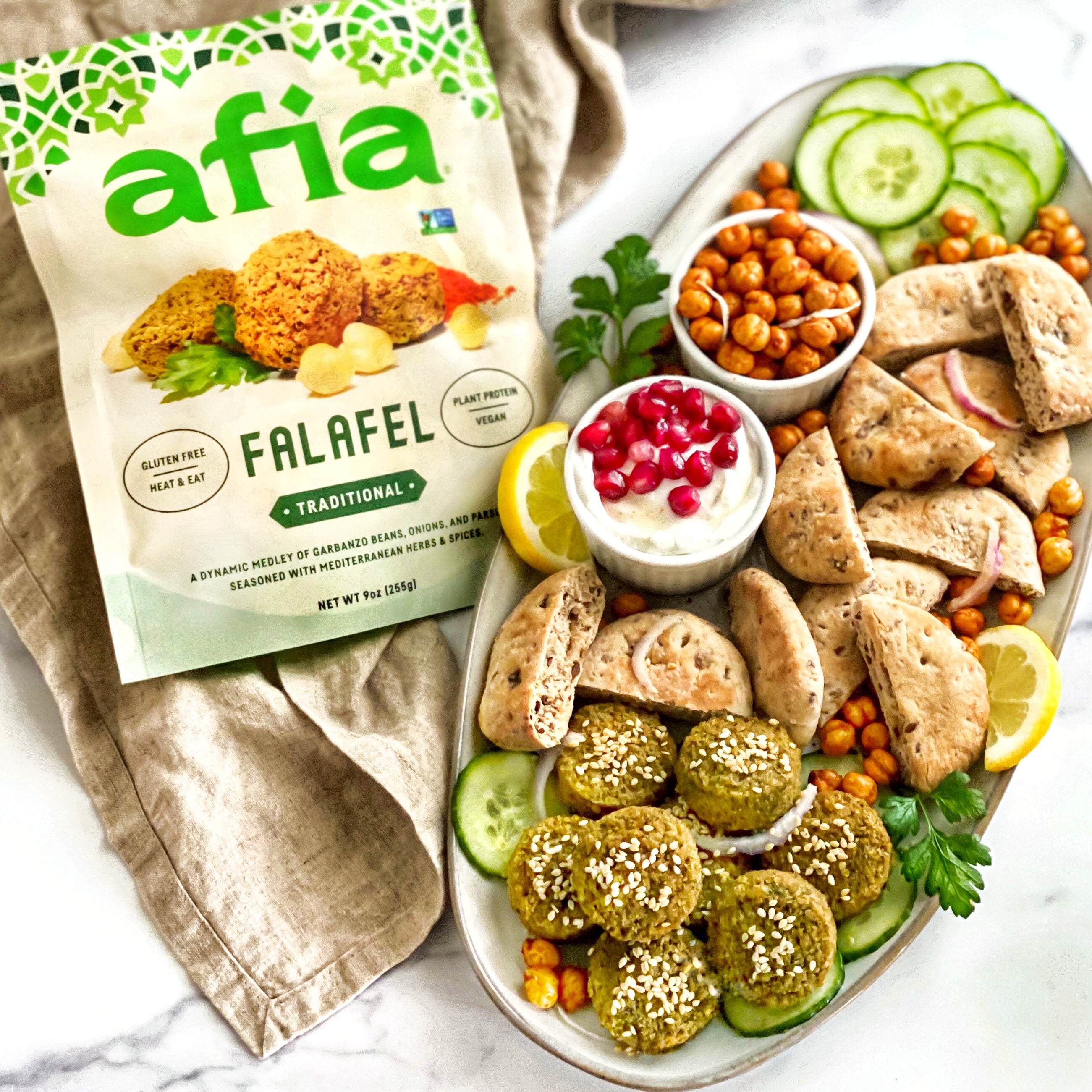 Pita and Afia Traditional Falafel Platter