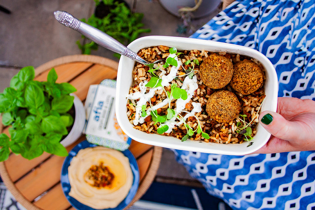 Crispy Onion & Lentil Afia Falafel Bowl