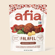 Bag of Afia Sun-Dried Tomato Falafel. Gluten free, plant-based protein, vegan. 
