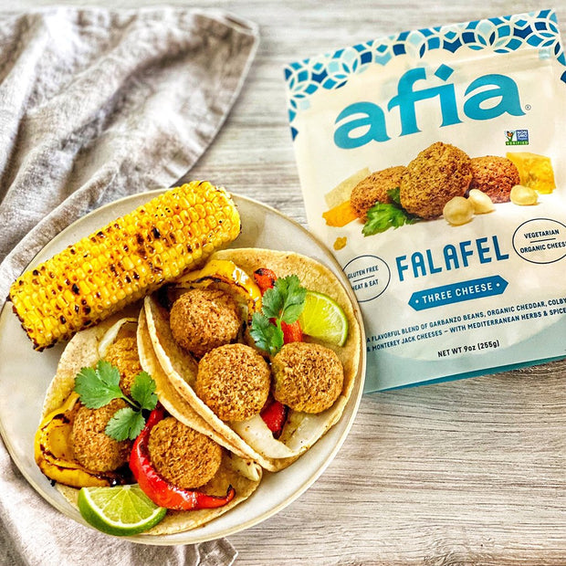 Pita pockets featuring Afia 3 Cheese Falafel. 