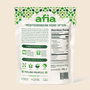 Nutritional facts and preparation instructions for Afia Traditional Falafel. 